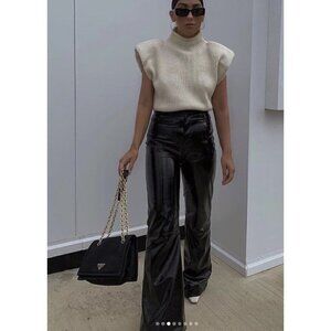 HOUSE OF CB Omaira Vegan Leather Trousers in Black Size X-Small (Longer)